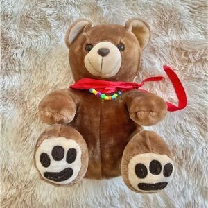 Brown Teddy Bear with Red Scarf